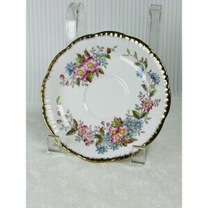 Salisbury Fine Bone China Floral Gold Rim Plate England White Multicolor 6"